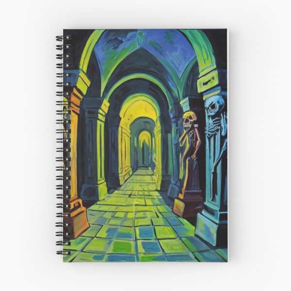 Item preview, Abandoned crypt of the Zombies cool halloween art after Raoul Dufy designed and sold by Vintage Designs +.