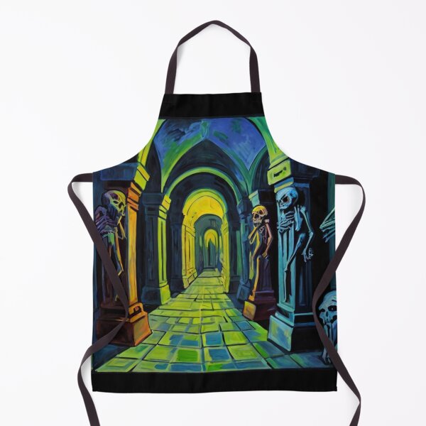 Item preview, Abandoned crypt of the Zombies cool halloween art after Raoul Dufy designed and sold by Vintage Designs +.