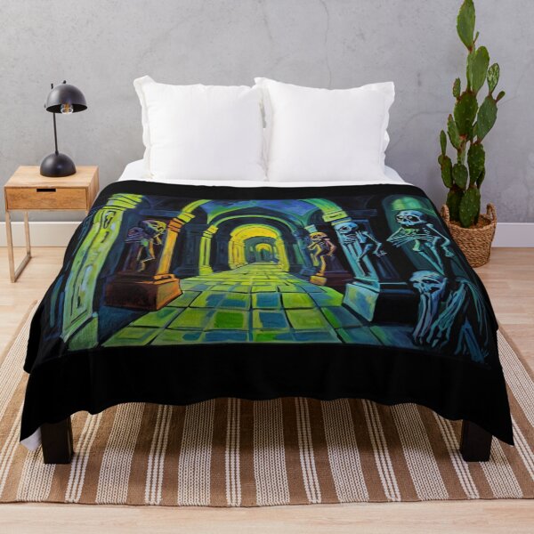 Item preview, Abandoned crypt of the Zombies cool halloween art after Raoul Dufy designed and sold by Vintage Designs +.