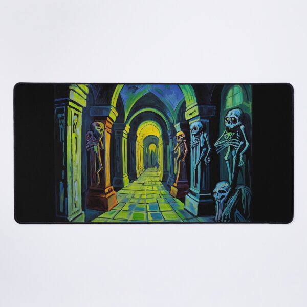 Item preview, Abandoned crypt of the Zombies cool halloween art after Raoul Dufy designed and sold by Vintage Designs +.