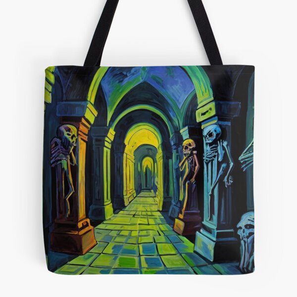 Item preview, Abandoned crypt of the Zombies cool halloween art after Raoul Dufy designed and sold by Vintage Designs +.