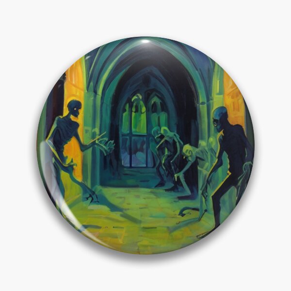 Item preview, Abandoned crypt of the Zombies cool halloween art after Raoul Dufy designed and sold by Vintage Designs +.