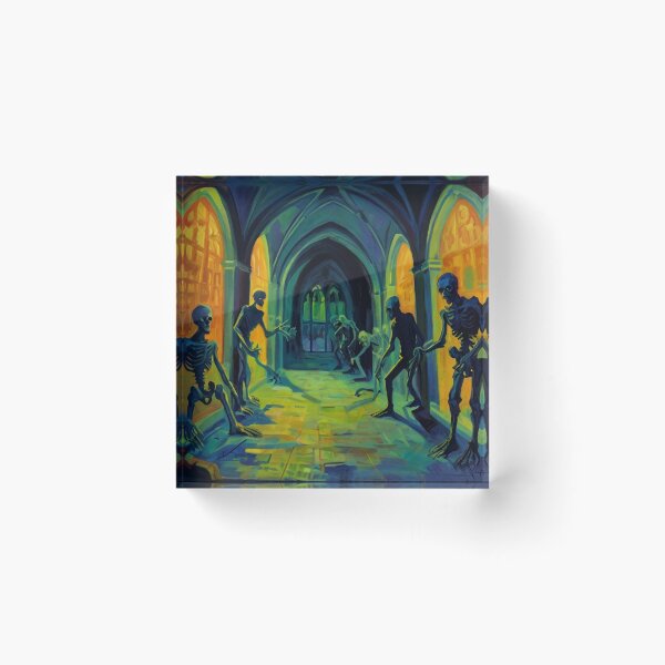 Item preview, Abandoned crypt of the Zombies cool halloween art after Raoul Dufy designed and sold by Vintage Designs +.