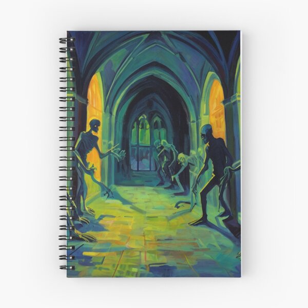 Item preview, Abandoned crypt of the Zombies cool halloween art after Raoul Dufy designed and sold by Vintage Designs +.