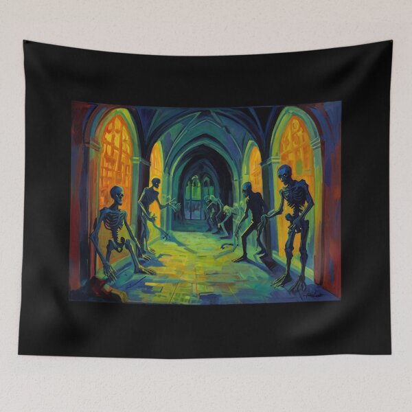 Item preview, Abandoned crypt of the Zombies cool halloween art after Raoul Dufy designed and sold by Vintage Designs +.