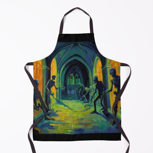 Item preview, Abandoned crypt of the Zombies cool halloween art after Raoul Dufy designed and sold by Vintage Designs +.