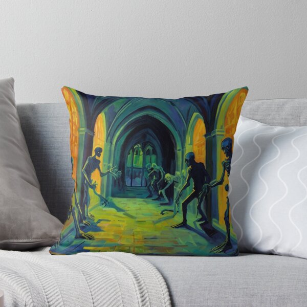 Item preview, Abandoned crypt of the Zombies cool halloween art after Raoul Dufy designed and sold by Vintage Designs +.