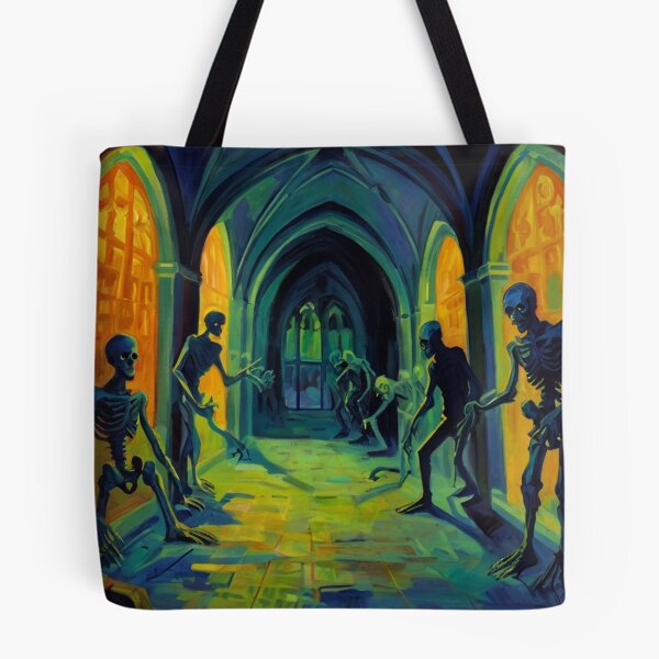 Item preview, Abandoned crypt of the Zombies cool halloween art after Raoul Dufy designed and sold by Vintage Designs +.
