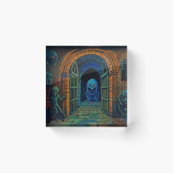 Item preview, Abandoned crypt of the Zombies cool halloween art after Raoul Dufy designed and sold by Vintage Designs +.