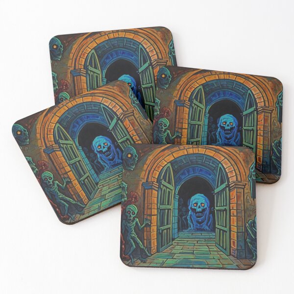 Item preview, Abandoned crypt of the Zombies cool halloween art after Raoul Dufy designed and sold by Vintage Designs +.