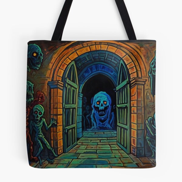 Item preview, Abandoned crypt of the Zombies cool halloween art after Raoul Dufy designed and sold by Vintage Designs +.