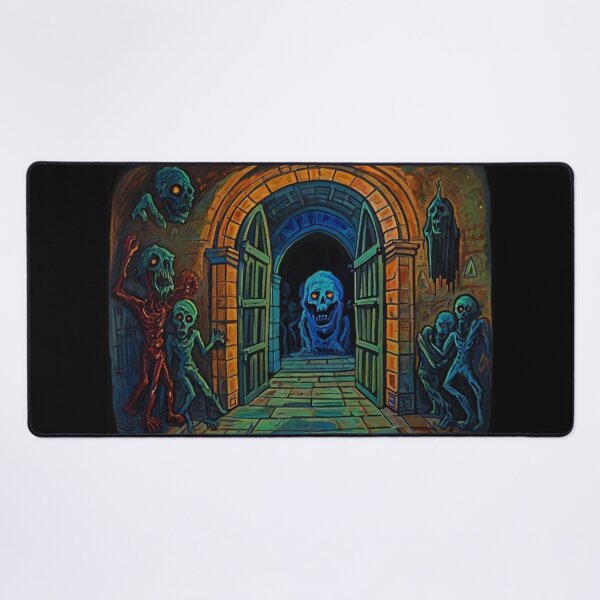 Item preview, Abandoned crypt of the Zombies cool halloween art after Raoul Dufy designed and sold by Vintage Designs +.