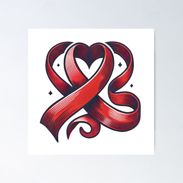 Item preview, Heart-Shaped Red Ribbon – Flowing Design for Red Ribbon Week designed and sold by Pattamo1.