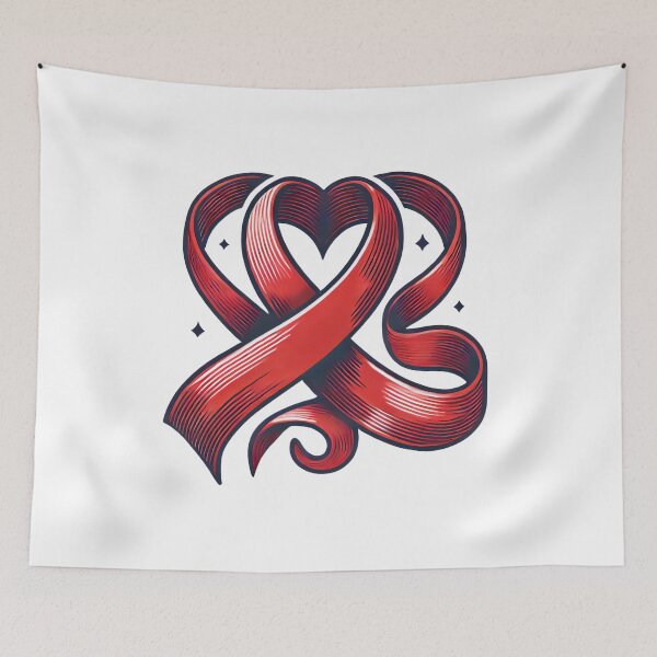 Item preview, Heart-Shaped Red Ribbon – Flowing Design for Red Ribbon Week designed and sold by Pattamo1.