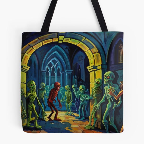 Item preview, Crypt of the Zombies cool halloween art after Raoul Dufy designed and sold by Vintage Designs +.