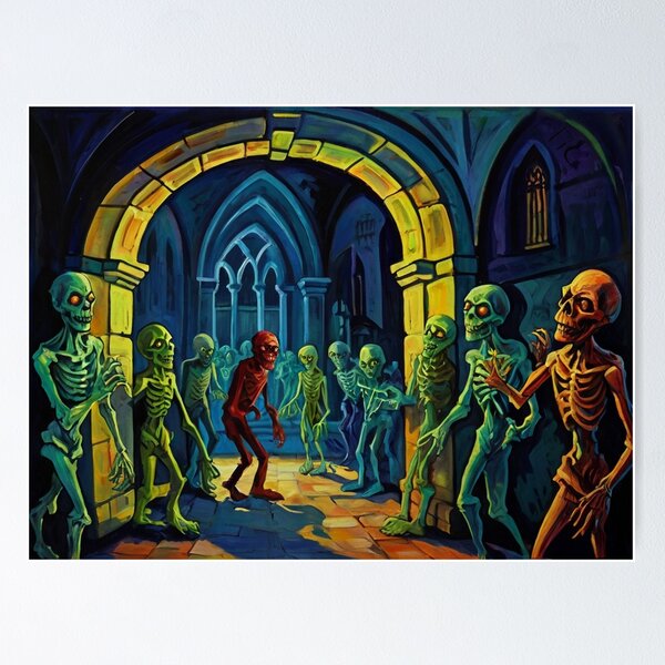 Item preview, Crypt of the Zombies cool halloween art after Raoul Dufy designed and sold by Vintage Designs +.