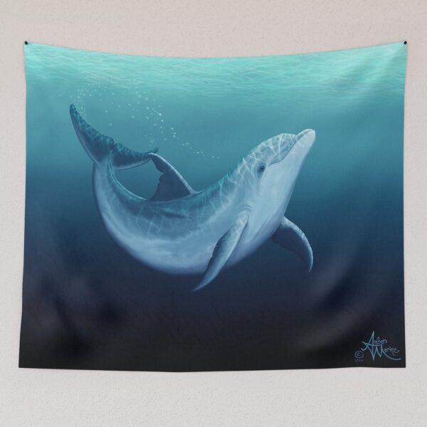 Item preview, "Riversoul Blue" by Amber Marine ~ bottlenose dolphin digital painting, art © 2014 designed and sold by Amber Marine ~ Wildlife Artist ~ © 2004-2021.