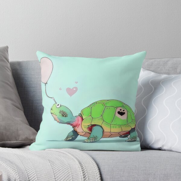 Item preview, Adorable Zombie Turtle with Heart Balloon Illustration designed and sold by Cherry-Cat.