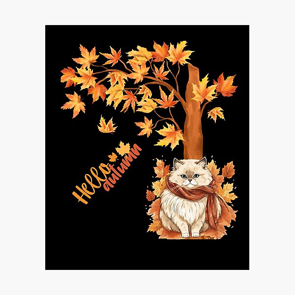 Artikelvorschau, Katzenblatt, Herbstbaum. Hallo Herbst. Himalaya-Katze. entworfen und verkauft von JAGA-ALIME.