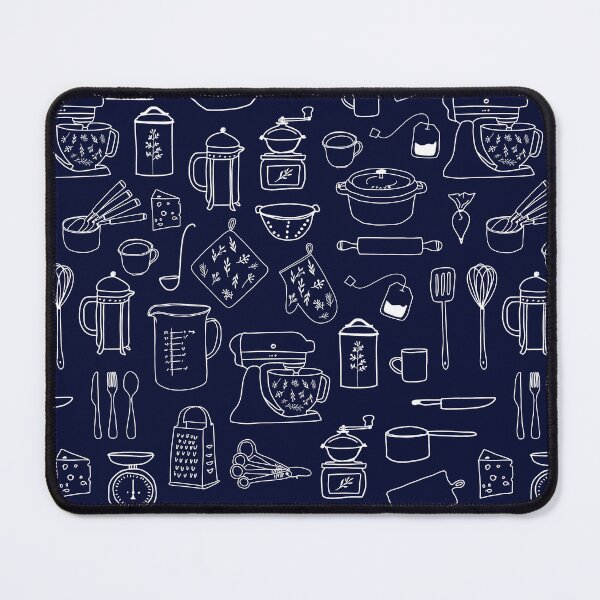 Item preview, Kitchen Utensils Cute Doodle Pattern Navy Blue designed and sold by Nature Hues.