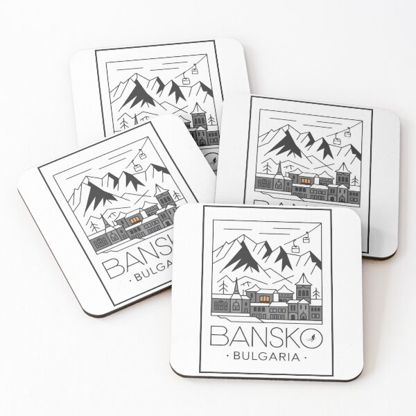 Item preview, Vintage Minimal Retro stylized minimalist travel poster - Bansko Bulgaria winter sports in Pirin Mountains designed and sold by pod24.