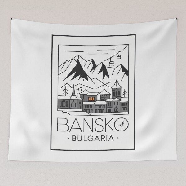 Item preview, Vintage Minimal Retro stylized minimalist travel poster - Bansko Bulgaria winter sports in Pirin Mountains designed and sold by pod24.