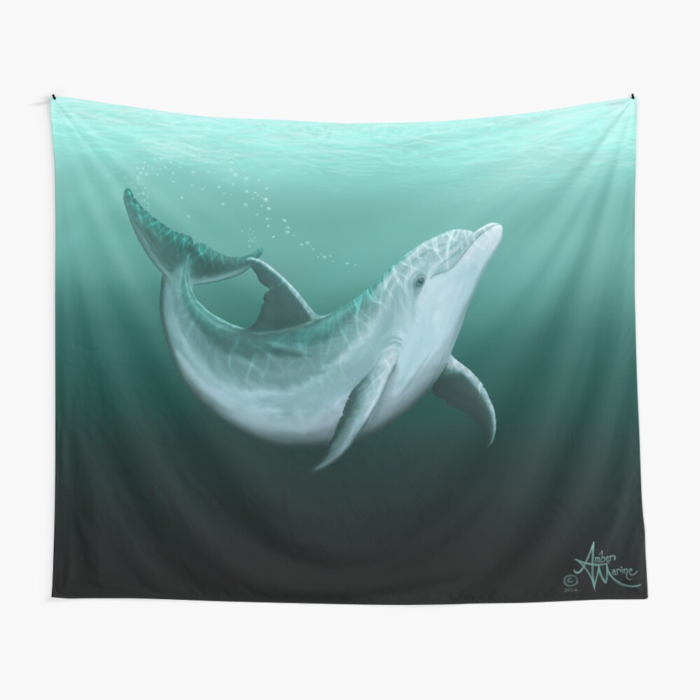 "Riversoul" by Amber Marine ~ Indian River Lagoon bottlenose dolphin art, © 2014 Wall Tapestry