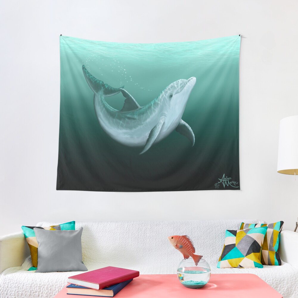 "Riversoul" by Amber Marine ~ Indian River Lagoon bottlenose dolphin art, © 2014 Tapestry