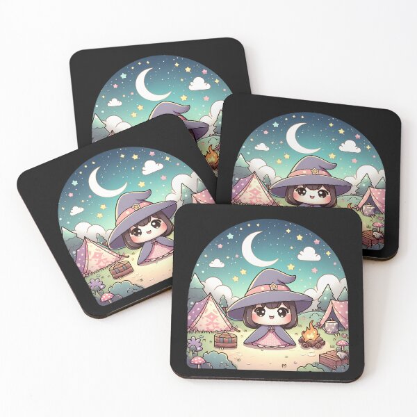 Item preview, A Cute Witch Camping in a Dreamy, Fantasy World (Kawaii Style) designed and sold by Mechanical-Artt.