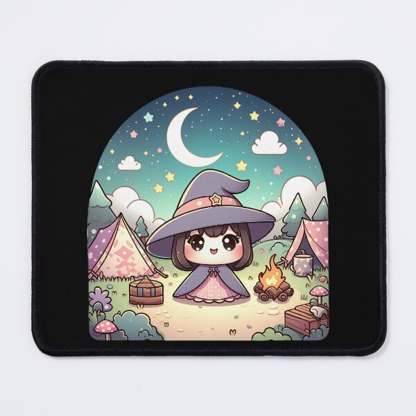 Item preview, A Cute Witch Camping in a Dreamy, Fantasy World (Kawaii Style) designed and sold by Mechanical-Artt.