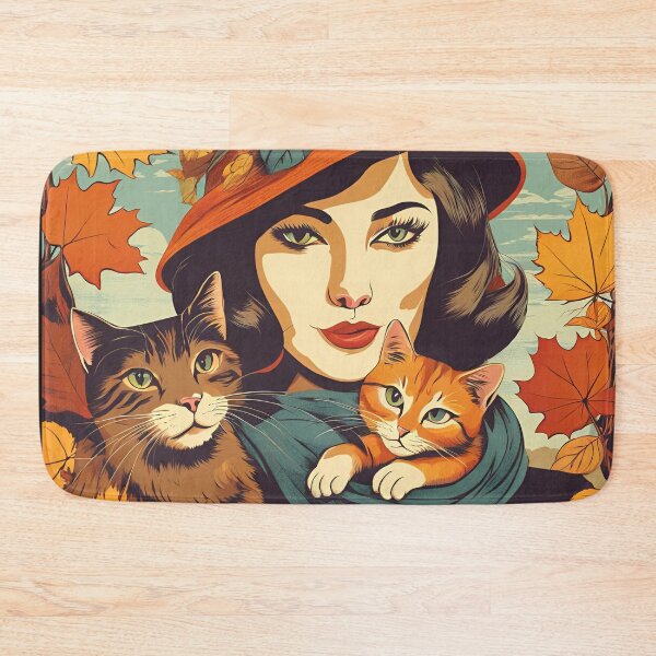 Item preview, purrfectly autumn season vinted retro whimsical cat lady designed and sold by Mayaart83.