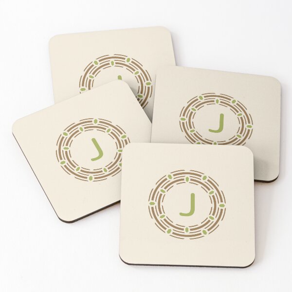 Item preview, Ornamental Circular Emblem Letter J Geometric Leaf Motifs designed and sold by rasagamastore.