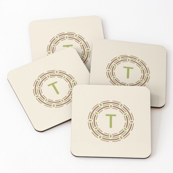 Item preview, Ornamental Circular Emblem Letter T Geometric Leaf Motifs designed and sold by rasagamastore.
