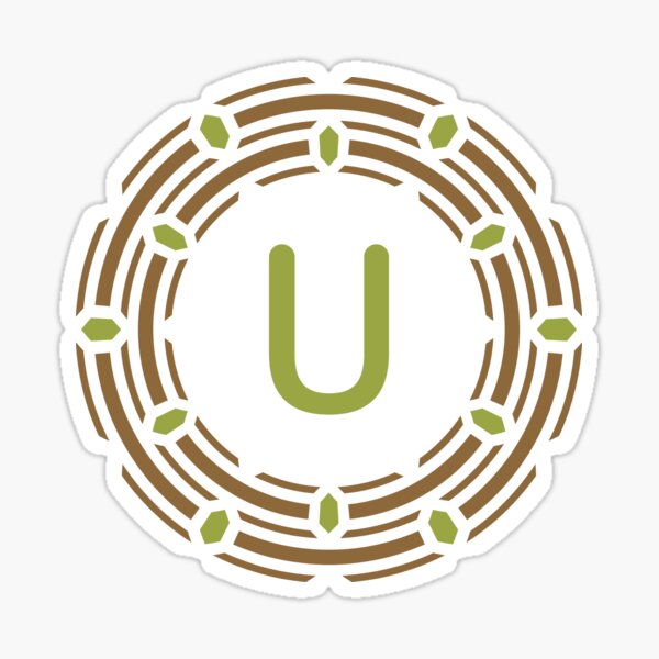 Item preview, Ornamental Circular Emblem Letter U Geometric Leaf Motifs designed and sold by rasagamastore.