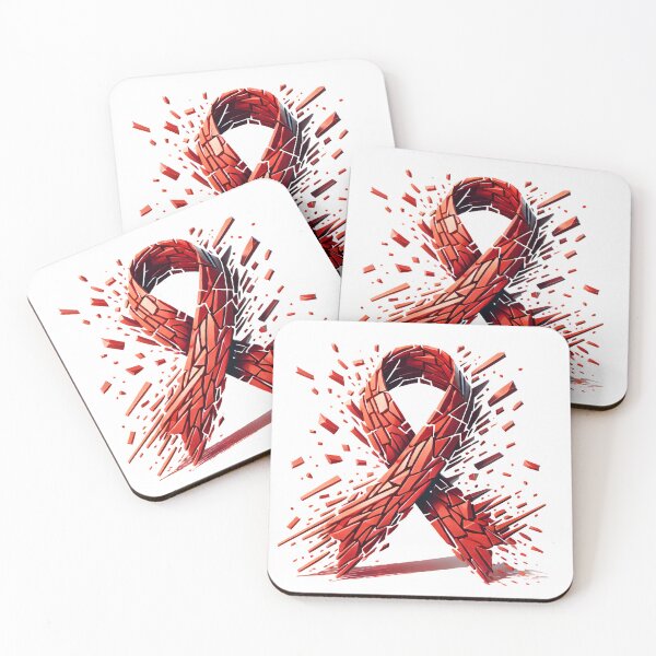 Item preview, Abstract Fragmented Red Ribbon – Breaking Free from Addiction Symbol designed and sold by Pattamo1.