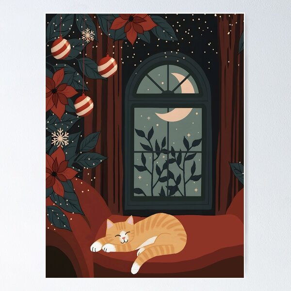 Item preview, Cozy Winter Night Cat Lovers designed and sold by cafelab.