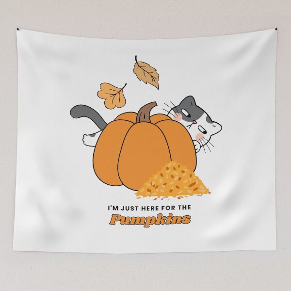 Item preview, "I'm just here for the pumpkins " | "Autumn Whiskers" – The Purrfect Fall Design!  designed and sold by shopfindingbeni.