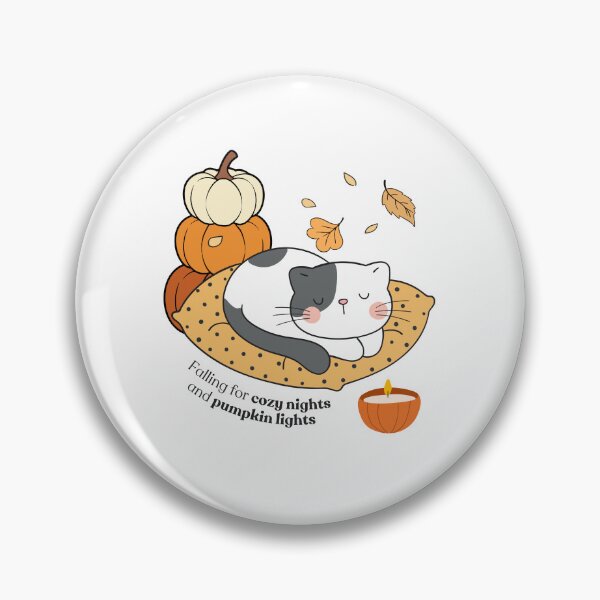 Item preview, "Falling for cozy nights and pumpkin lights" | "Autumn Whiskers" – The Purrfect Fall Design!  designed and sold by shopfindingbeni.