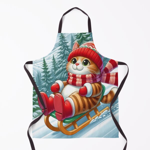 Item preview, Happy cat in winter magic: With red hat, scarf and boots on the sledge down the slope designed and sold by FotoworldEdel.