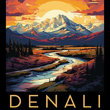 Imagen de la obra Ilustración vintage del Parque Nacional Denali, Alaska, Estados Unidos de GoodOldVintage