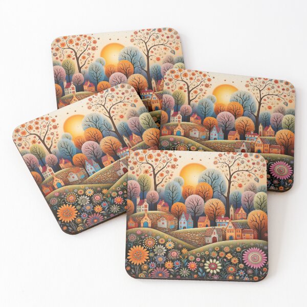 Item preview, Sunset Folk Art Style Floral  designed and sold by Neika Shimm Designs.