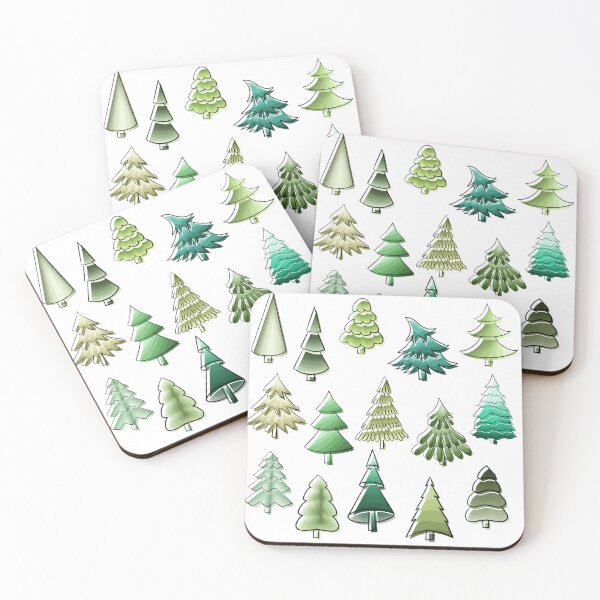 Item preview, Christmas trees, different, shape, watercolor, green, stickers designed and sold by Tetiana Pohurska.