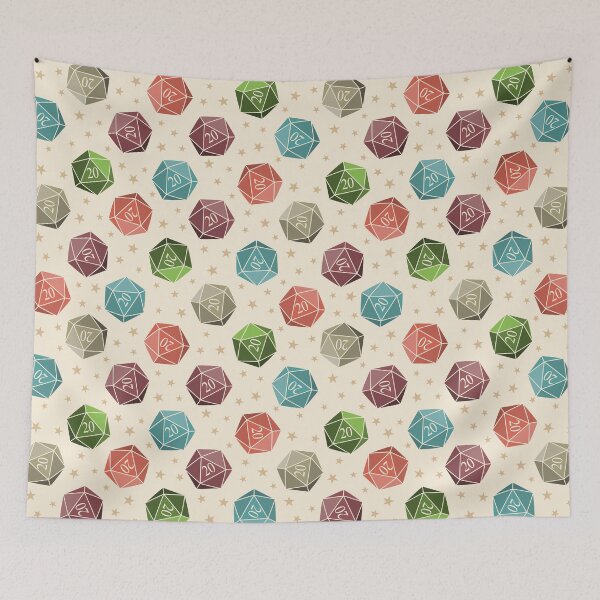 Item preview,  all over print D20 dice in cream designed and sold by Becca Alessi.