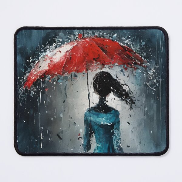 Item preview, Abstraction Woman with Red Umbrella in Rain designed and sold by kjp-design.