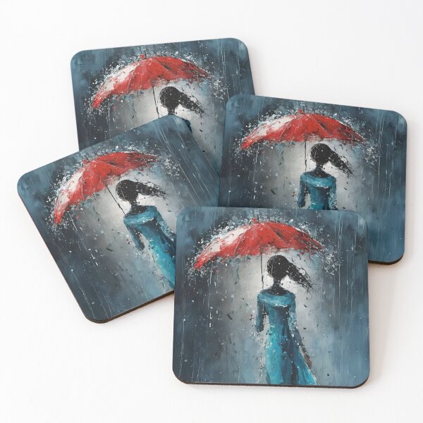 Item preview, Abstraction Woman with Red Umbrella in Rain designed and sold by kjp-design.