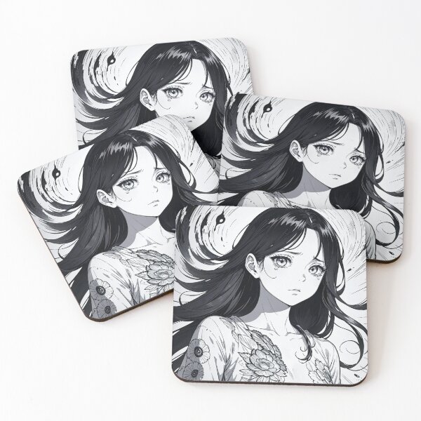 Item preview, Artwork of anime girl, black and white designed and sold by Stajnon.