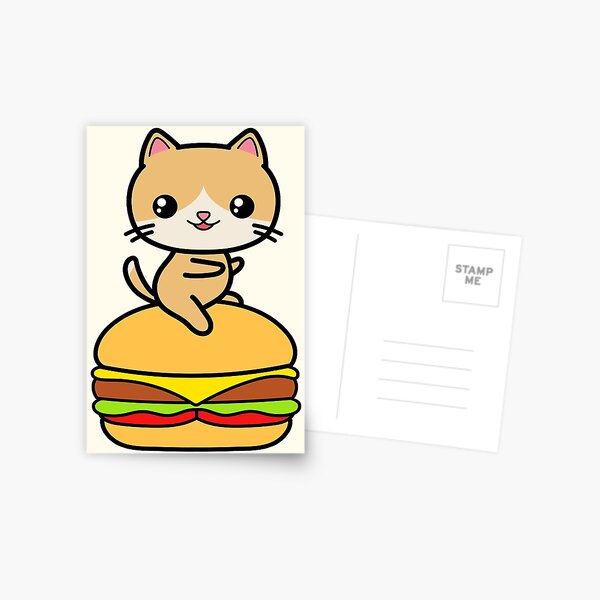 Kawaii Cat Burger Cute Postcard By Awesomekawaii Redbubble