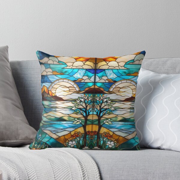 Aperçu de l'œuvre Paysage de coucher de soleil vitrail coloré créée et vendue par NolineXpression.
