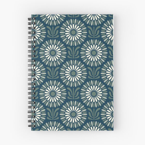 Item preview, KF 0314 E - Vintage Retro Daisy 70s Floral Pattern in Green Teal Cream designed and sold by KhakiFinch.