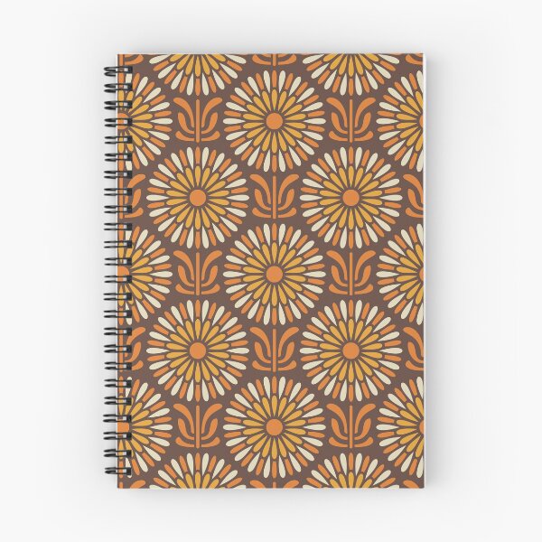 Item preview, KF 0314 D - Vintage Retro Daisy 70s Floral Pattern in Brown Orange Cream designed and sold by KhakiFinch.